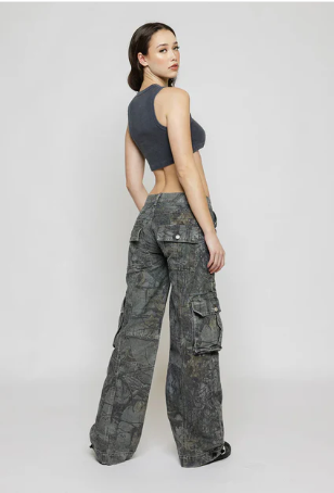 Rebelle low waist cargo pants - brown camo