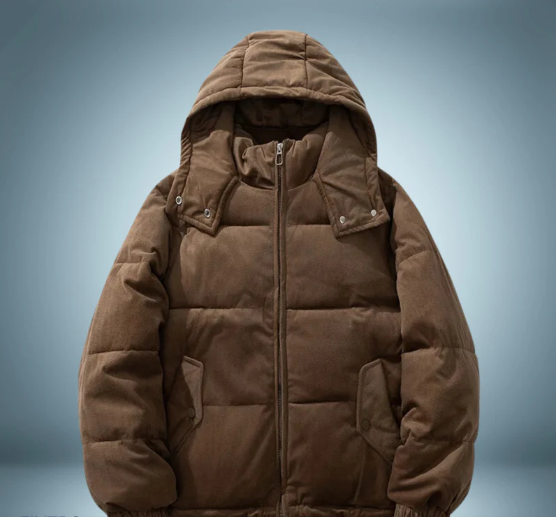 Brown - down jacket with hood