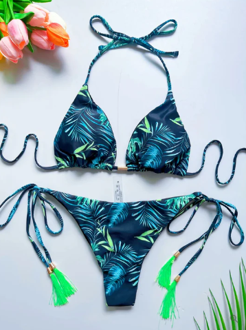 Layla - printed triangular bandage bikini