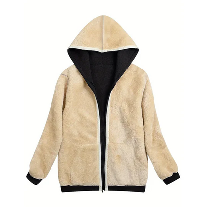 Lena l jacket with hood, lined with faux fur