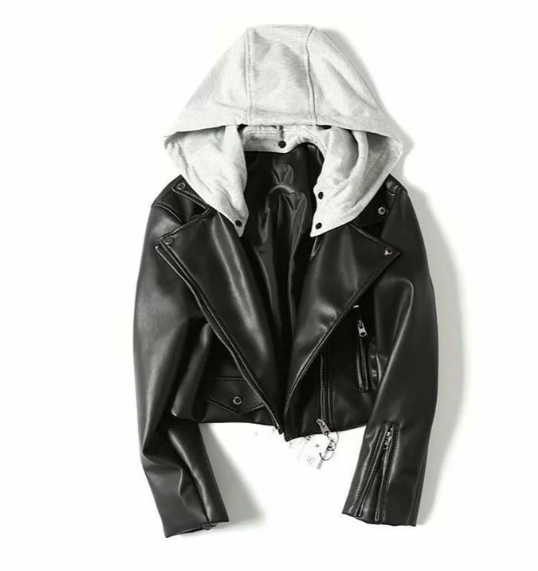 Kaila - women's leather jacket with hood