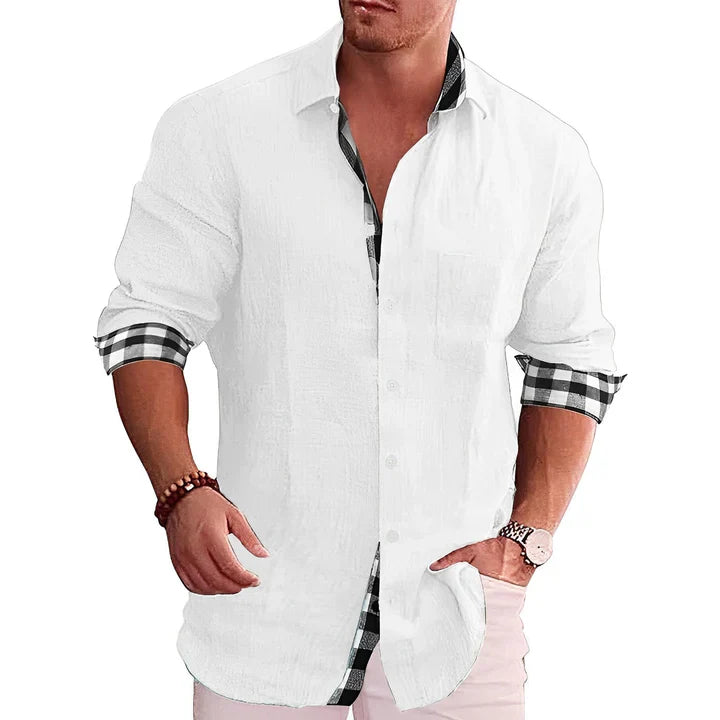 Casual - men's shirt with contrast details and rolled sleeves