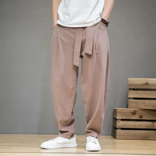 Jan – taupe colored, casual linen trousers