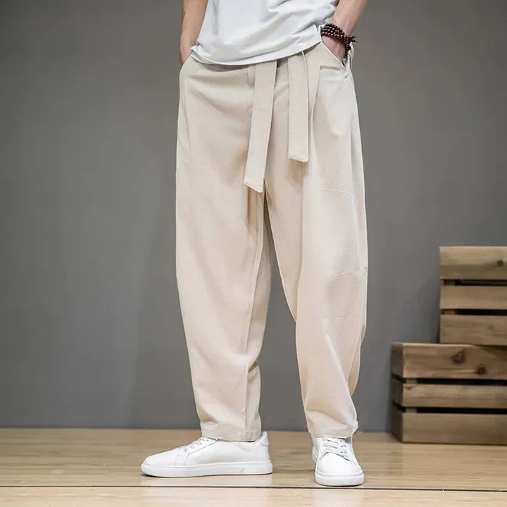 Jan – taupe colored, casual linen trousers