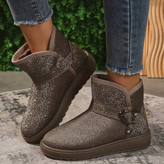 Gioia | thick plush warm glitter boots