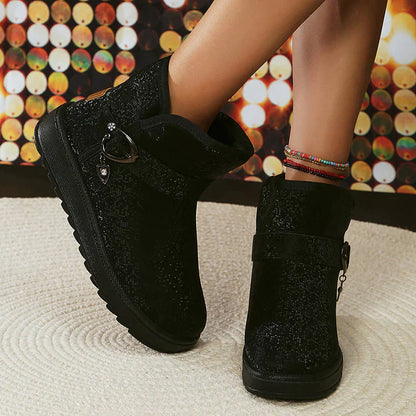 Gioia | thick plush warm glitter boots