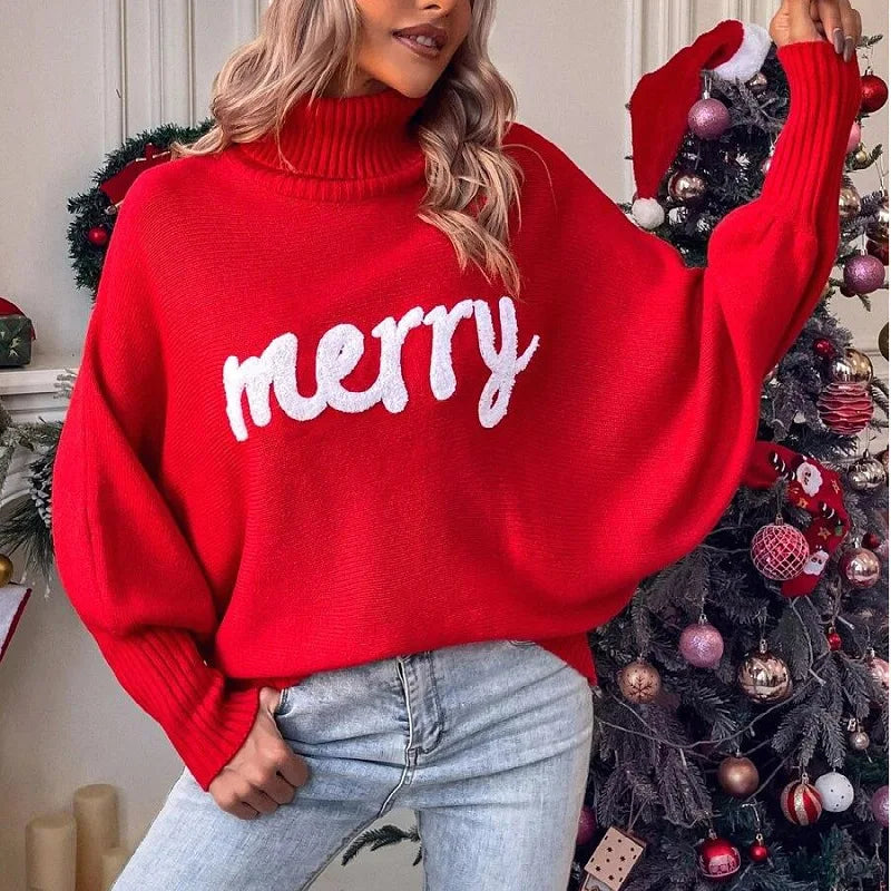 Emerie – warm festive turtleneck sweater for women