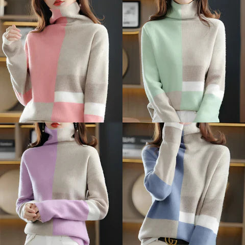 Charla - soft, warm, contrasting color sweaters for women