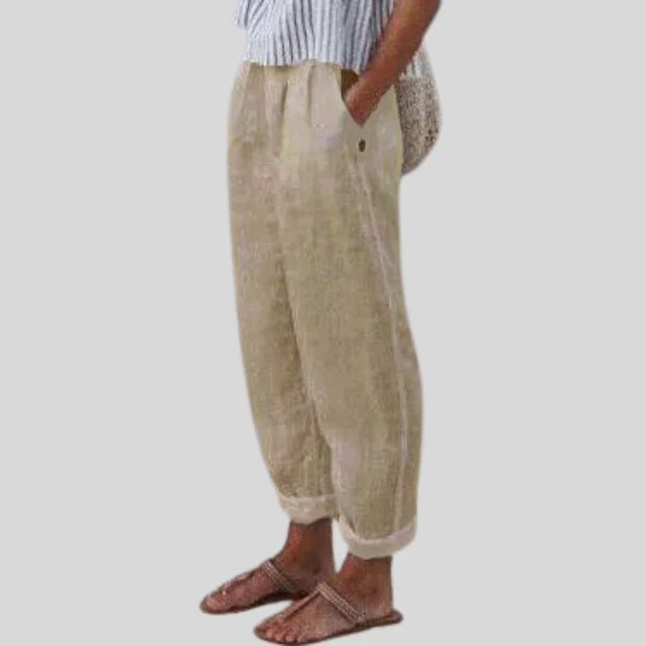 Beige linen trousers men - lukas