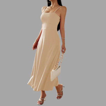 Julia - beige midi swing dress