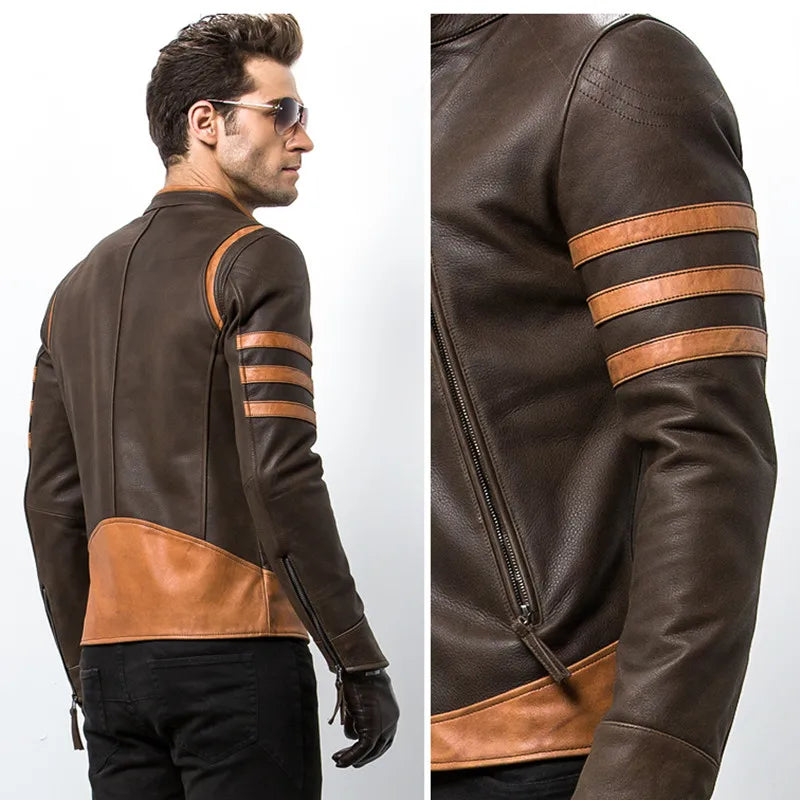 John - elegant men's leather jacket in a unique design