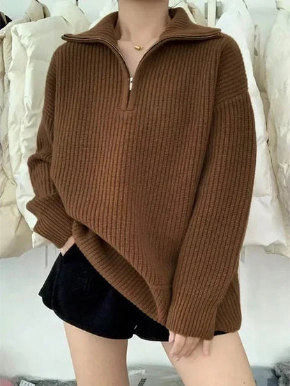 Amelina - warm zipper turtleneck sweater