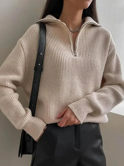 Amelina - warm zipper turtleneck sweater