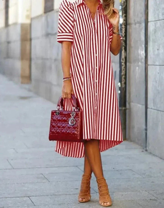 Clara - striped shirt dress in black and white