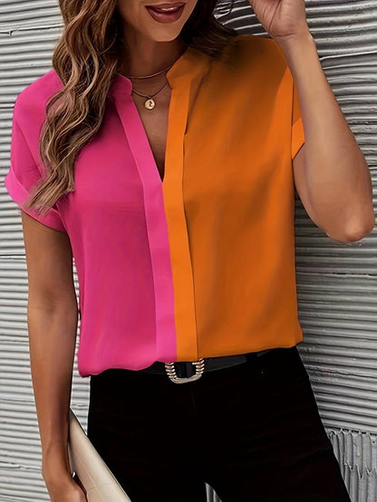 Zoe – stylish 50/50 color block blouse