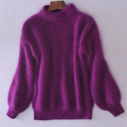 Taylor - loose knit solid color sweater - vintage angora sweater