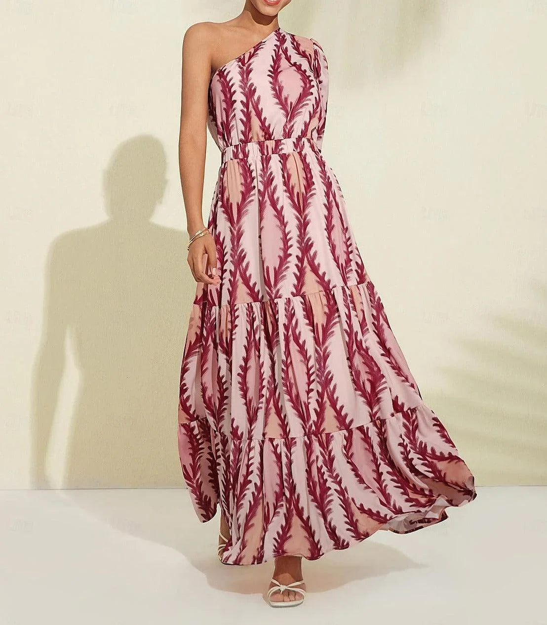 Jasmine – sexy one-shoulder maxi dress in pink