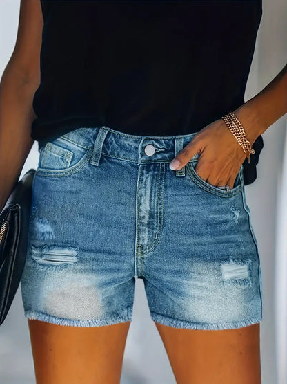 Ruby – spring/summer ribbed denim shorts