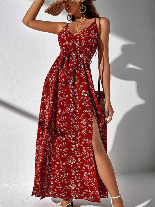 Amelia – floral cami dress with split sides