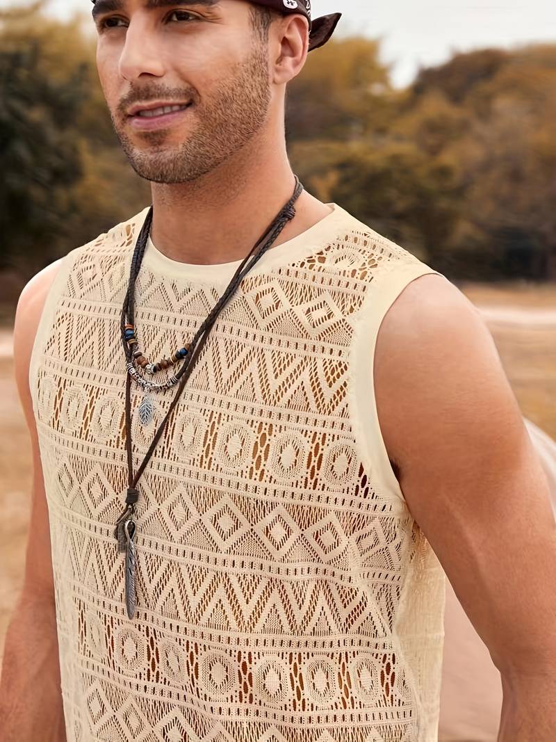 Isaac ethnic hollow out tank top