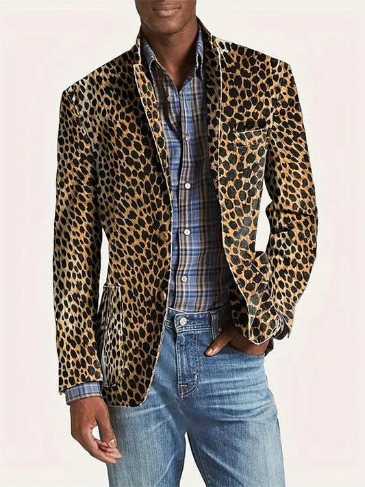 Fashionable casual leopard print suit jacket