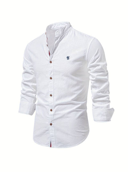 Nathan men's solid color long sleeve button down shirt