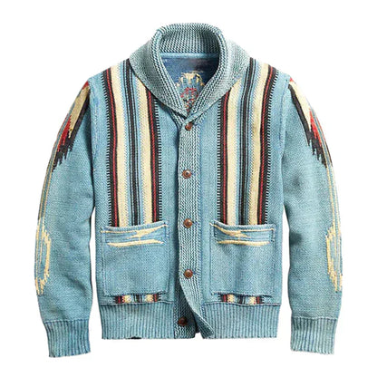 Edoardo - men's jacquard cardigan in vintage style