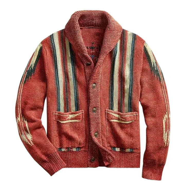 Edoardo - men's jacquard cardigan in vintage style