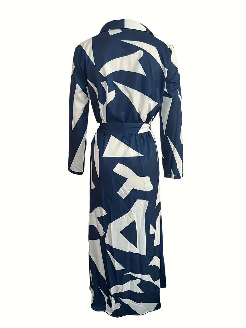 Aria – maxi dress with striped print and button front