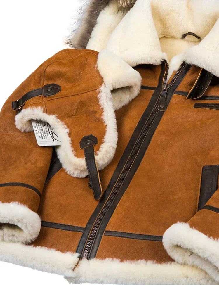 Meti - sheepskin jacket with fur hood