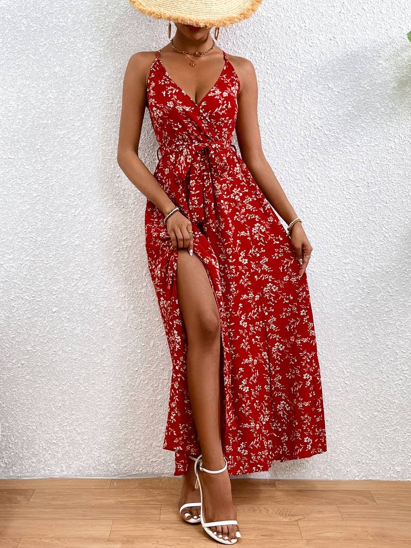 Amelia – floral cami dress with split sides