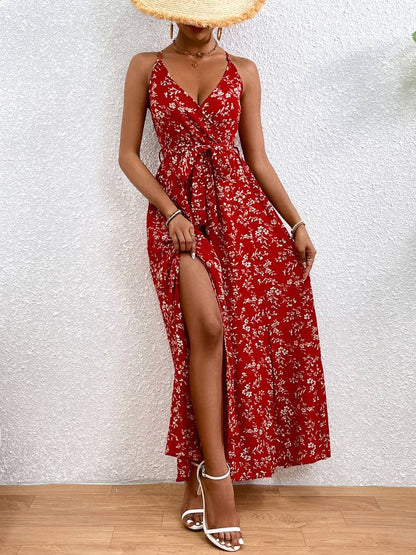 Amelia – floral cami dress with split sides