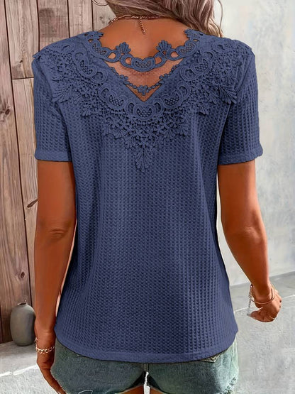 Rowena - contrast lace crew neck t-shirt