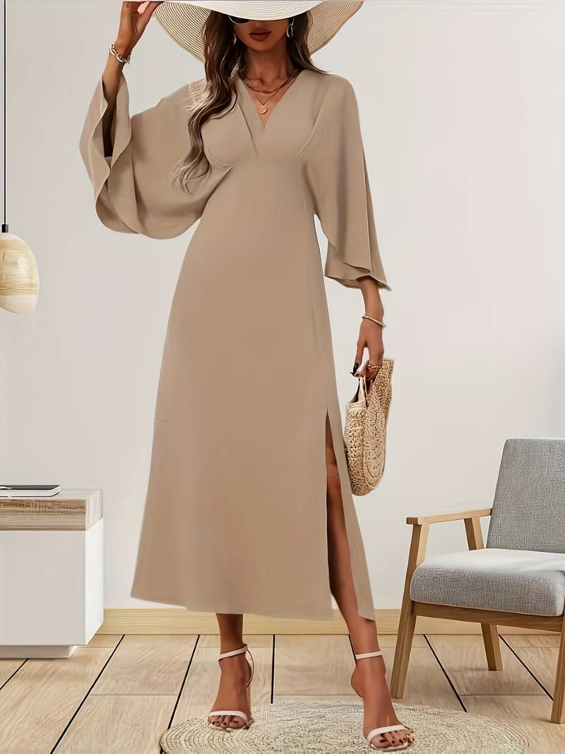 Catherine - ruffle sleeve a-line dress