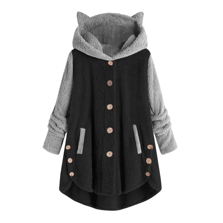 Nina - women's fleece sweatshirt with cat ears and contrasting sleeves