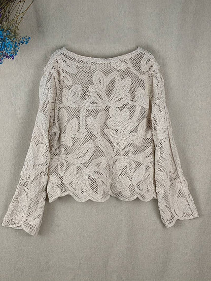 Aria long sleeve floral lace shirt