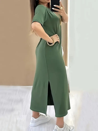 Quinn - casual side slit loose maxi dress