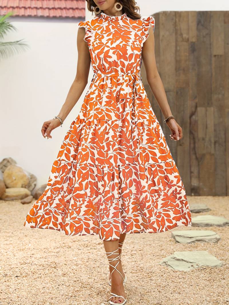 Aurora – elegant dress with ruffle sleeves for spring and summer