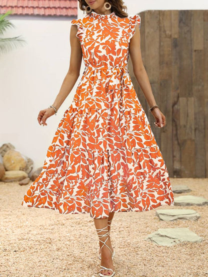 Aurora – elegant dress with ruffle sleeves for spring and summer