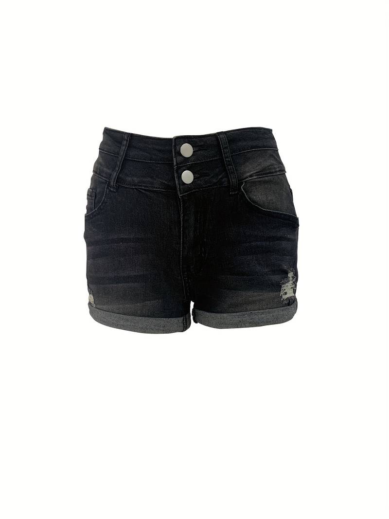 Natalie – spring/summer ribbed denim shorts