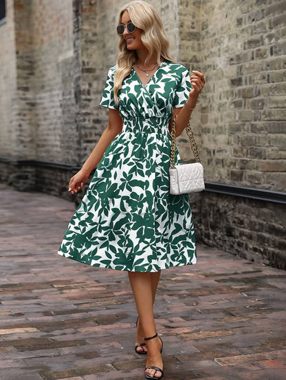 Amelia short sleeve floral wrap dress