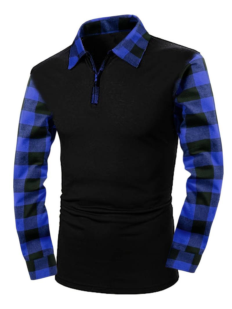 James long sleeve check flannel polo shirt