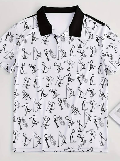 Henry t-shirt with stick figure graphic print