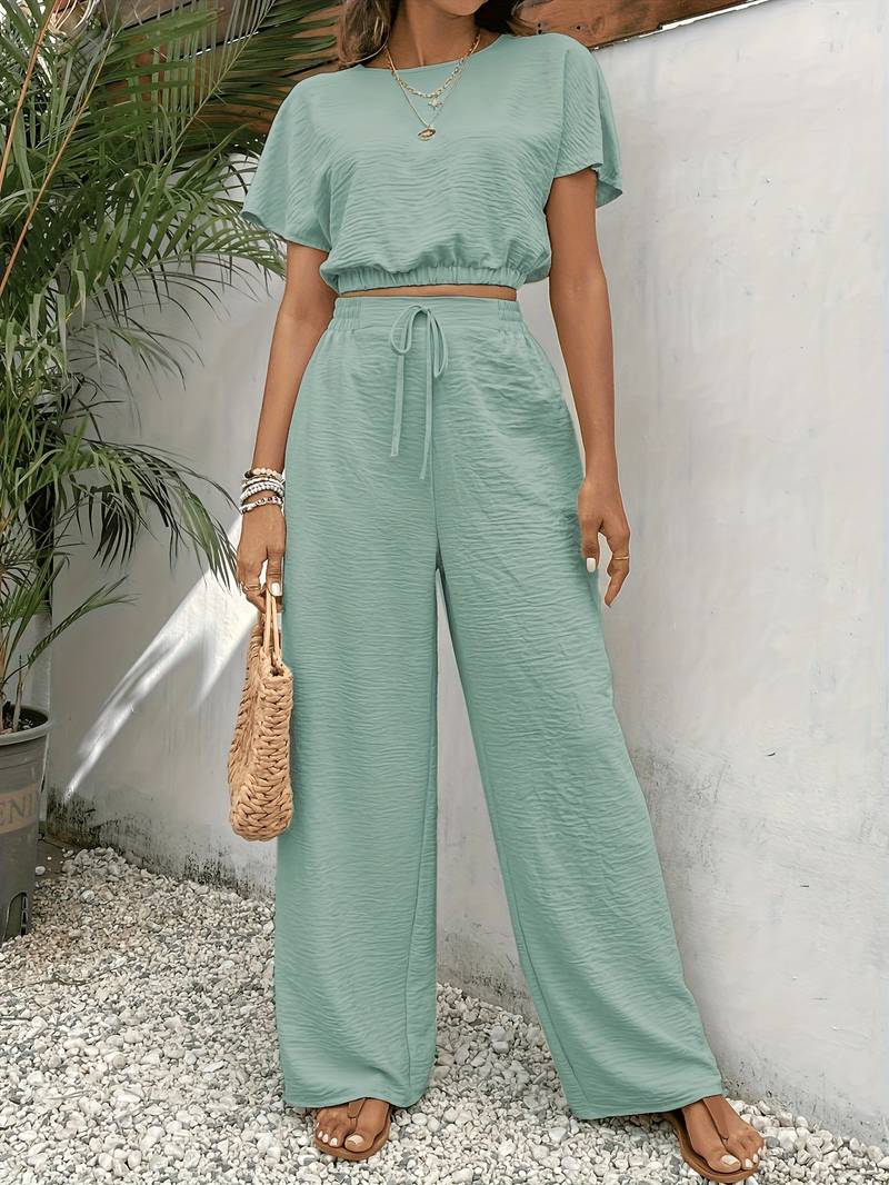 Isabella - solid color two piece set with batwing sleeves