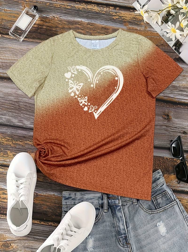 Ava – t-shirt with butterfly heart print and crew neck