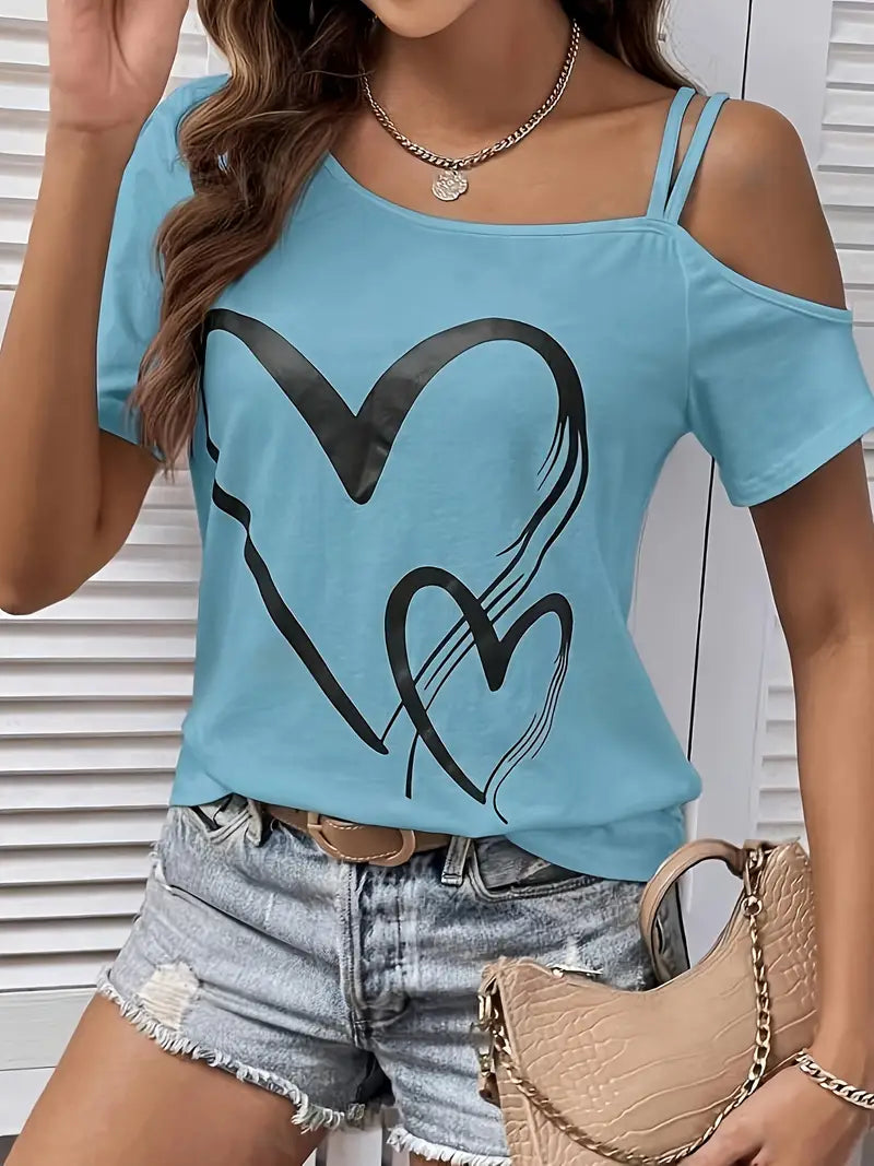 Jessamine – short sleeve top with heart print