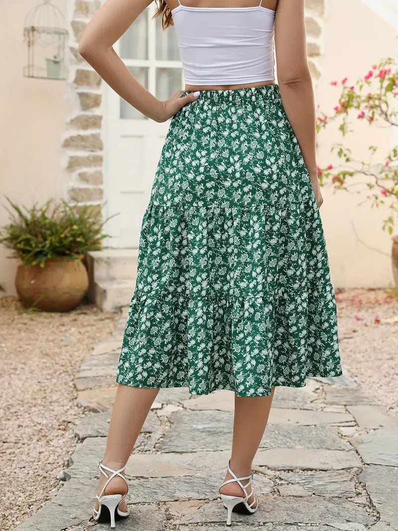 Remmi - floral print flared skirt with pockets