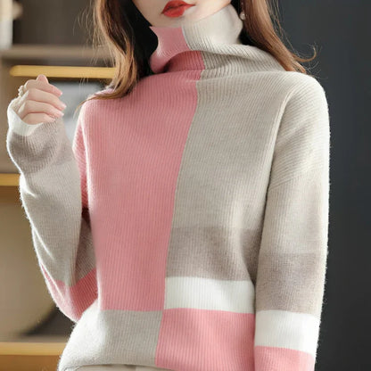 Charla - soft, warm, contrasting color sweaters for women