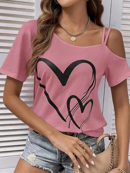 Jessamine – short sleeve top with heart print