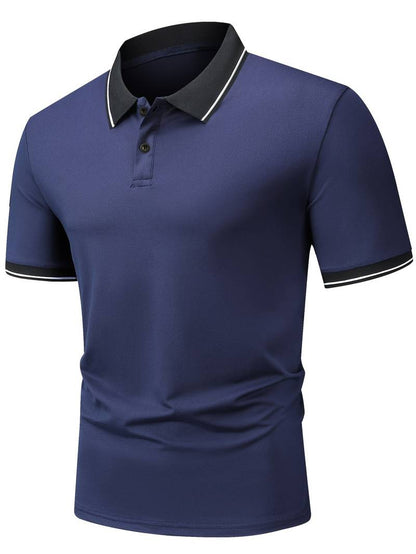 Caleb trendy color block short sleeve shirt with button fastening and lapels